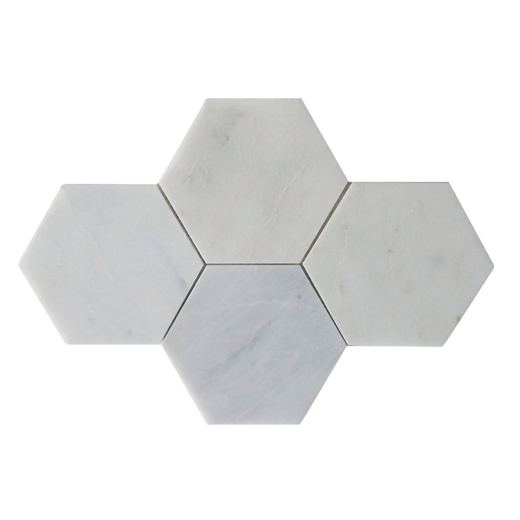 Apollo Harbor 12" White Marble Hexagon Mosaic Tile