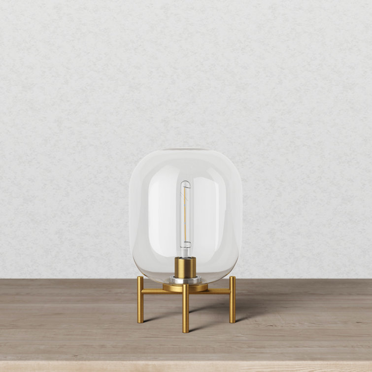 Edison Voice-Controlled Industrial Table Lamp in Brushed Brass/Clear