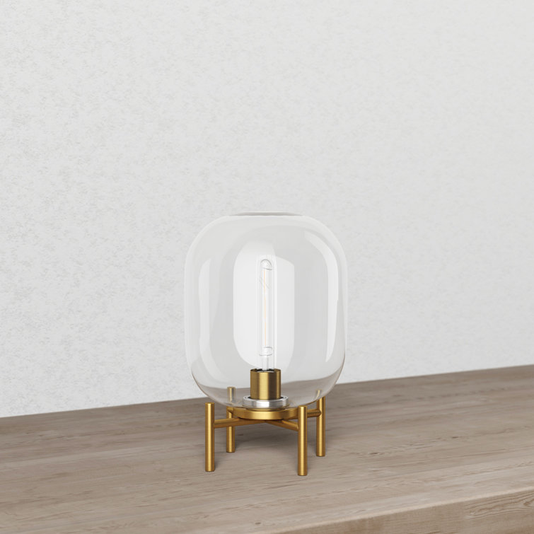 Edison Voice-Controlled Industrial Table Lamp in Brushed Brass/Clear