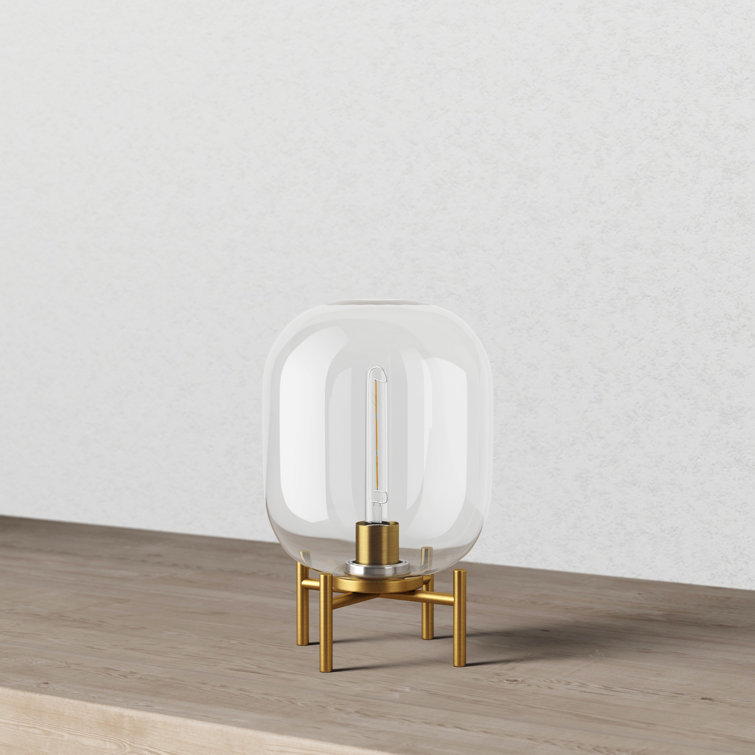 Edison Voice-Controlled Industrial Table Lamp in Brushed Brass/Clear