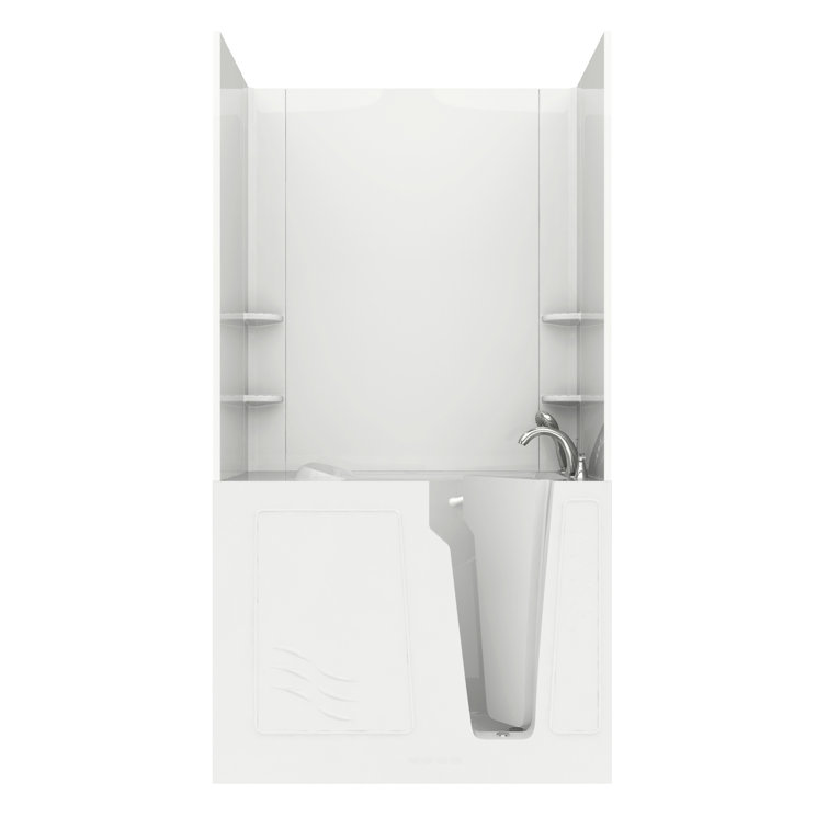 52'' x 29'' White Fiberglass Walk-In Air Bathtub with Faucet