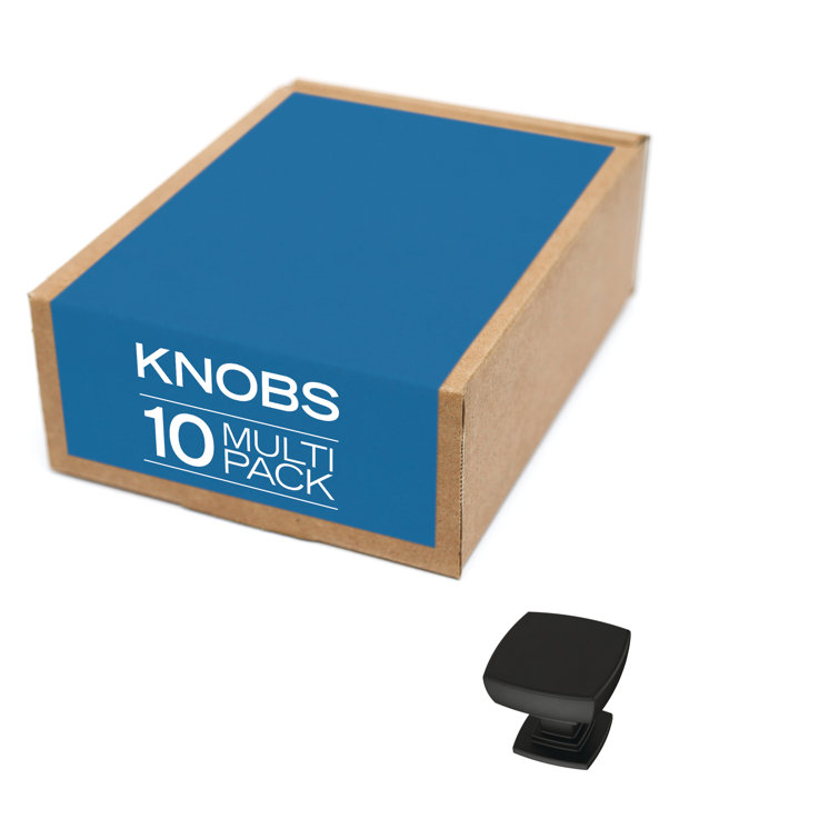 Matte Black Square Steel Cabinet Knob Set