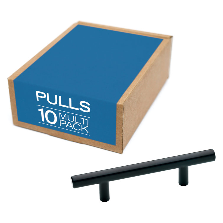Matte Black 3-Inch Solid Steel Bar Drawer Pulls (10-Pack)