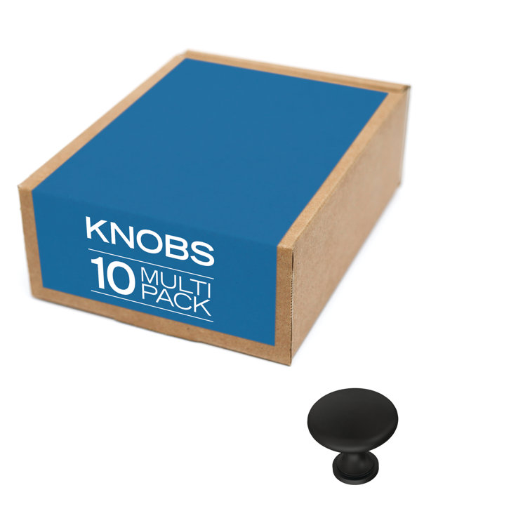 Matte Black Round Brass Mushroom Cabinet Knobs Multipack