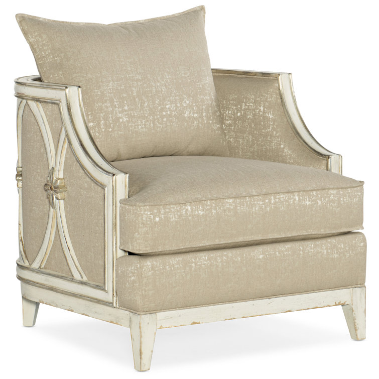 Beige and White Traditional Wood Lounge Chair