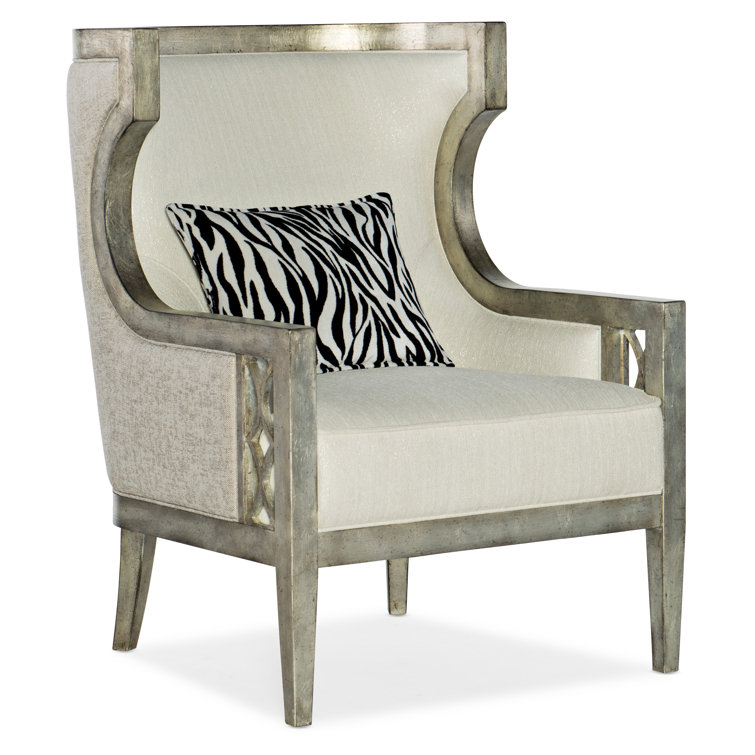 Sanctuary Debutant Wingback Chair in Black with Zebre Pillow