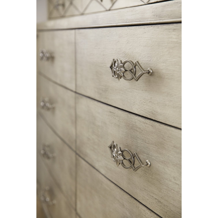 Elegant Double 11-Drawer Dresser in Jewel Silver with Dovetail and Levelers
