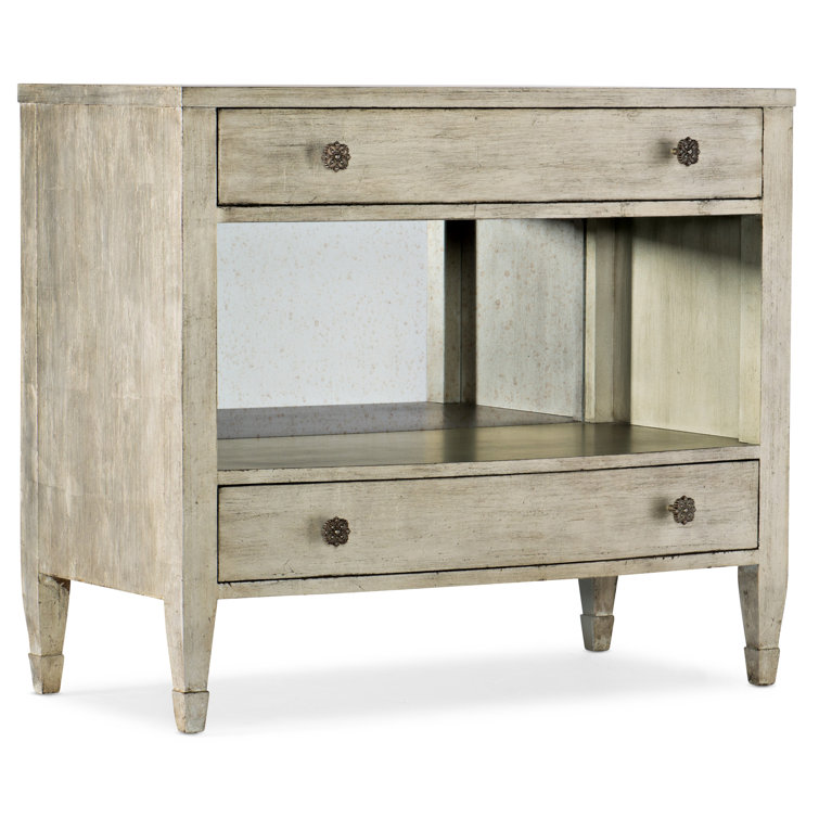 Silver Traditional 2-Drawer Nightstand with Oak Veneers