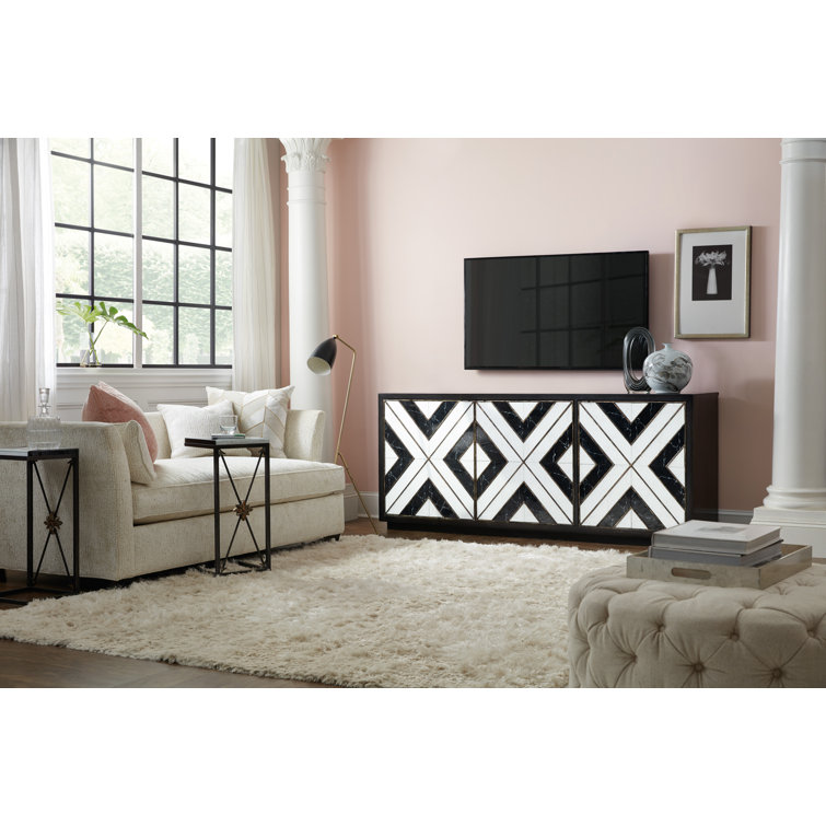 Sanctuary Noir et Blanc 80-inch Black Entertainment Console with Glass Accents