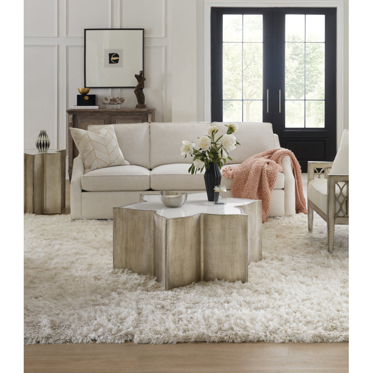 Eglomise Meringue 44" Gold and Cream Flower-Shaped Coffee Table