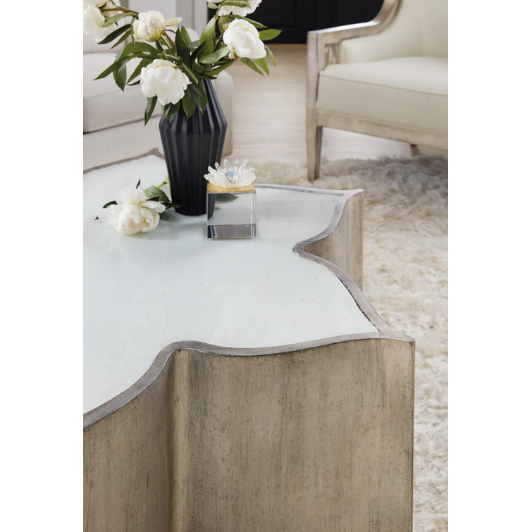 Eglomise Meringue 44" Gold and Cream Flower-Shaped Coffee Table