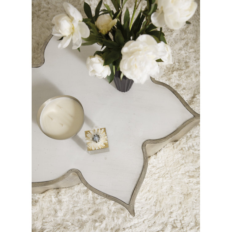 Eglomise Meringue 44" Gold and Cream Flower-Shaped Coffee Table
