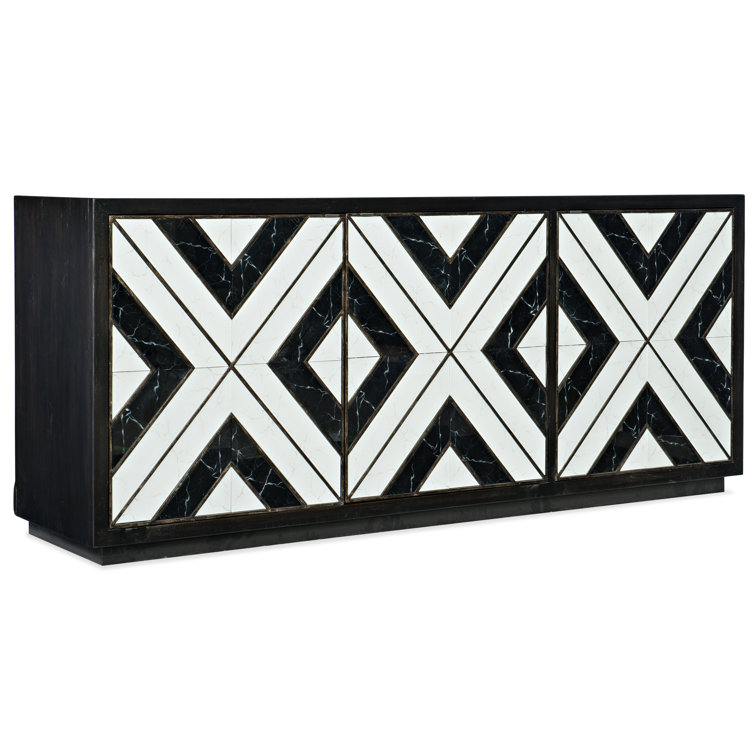 Sanctuary Noir et Blanc 80-inch Black Entertainment Console with Glass Accents