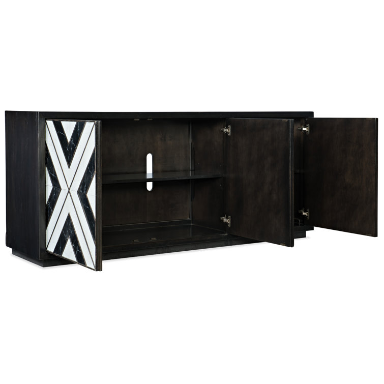 Sanctuary Noir et Blanc 80-inch Black Entertainment Console with Glass Accents