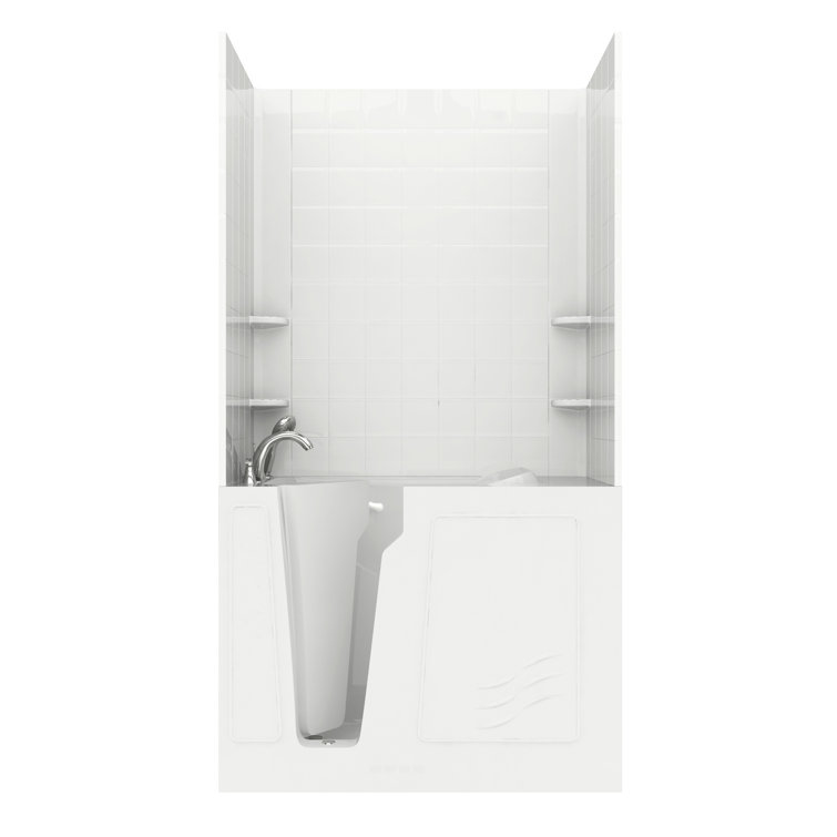Flagstaff 52'' x 29'' White Fiberglass Walk-in Whirlpool Bathtub