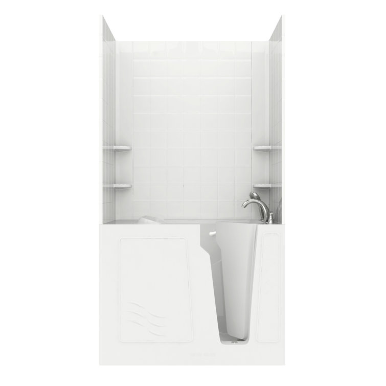 Flagstaff 52'' x 29'' White Walk-in Whirlpool Fiberglass Bathtub with Faucet
