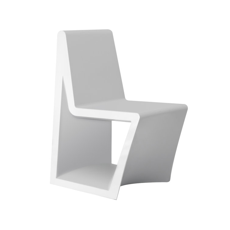 Elegant White Polyethylene Armless Outdoor Dining Chair