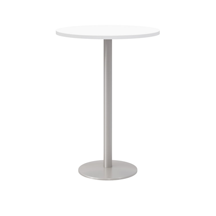 Designer White and Silver Round Pedestal Bar Table