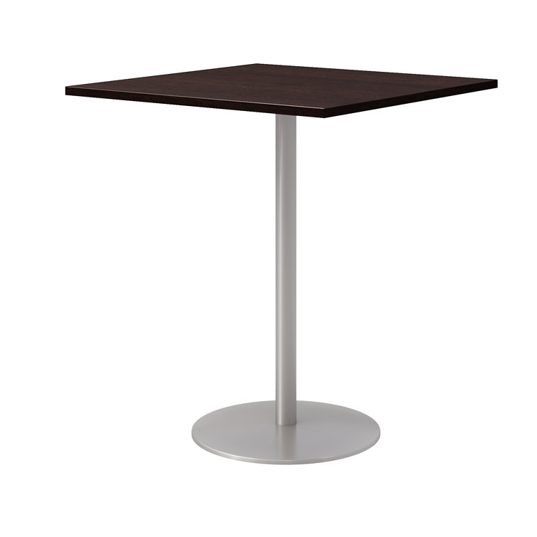 Espresso and Silver Square Bistro Height Pedestal Table