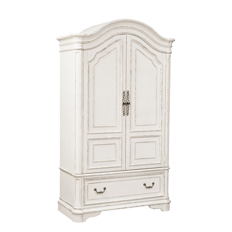 Antique White Traditional Magnolia Manor Armoire with Drawer