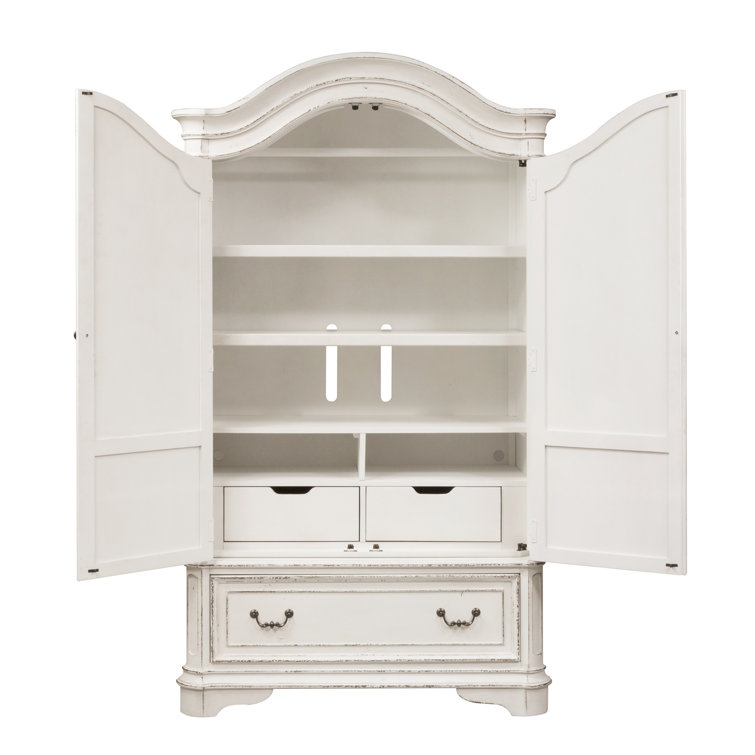 Antique White Traditional Magnolia Manor Armoire with Drawer
