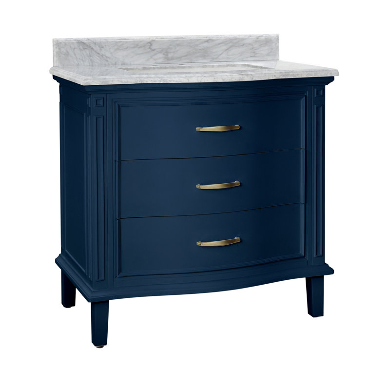 Midnight Blue 36'' Single Vanity with Carrara Marble Top