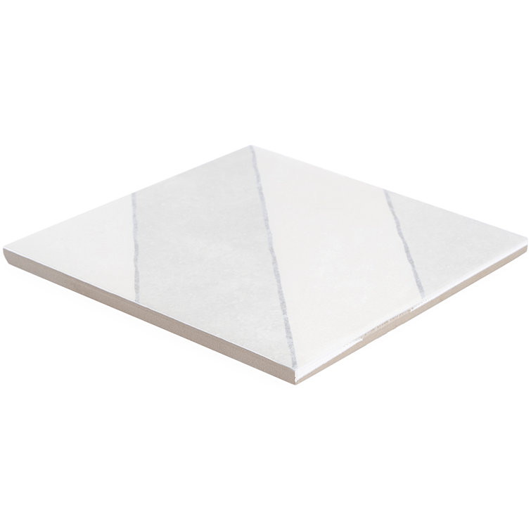 Tarantino Encaustic-Inspired 9" Square Glazed Porcelain Tile, Gray