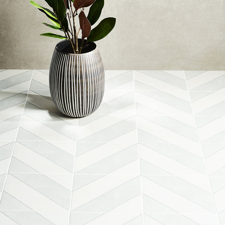 Tarantino Encaustic-Inspired 9" Square Glazed Porcelain Tile, Gray