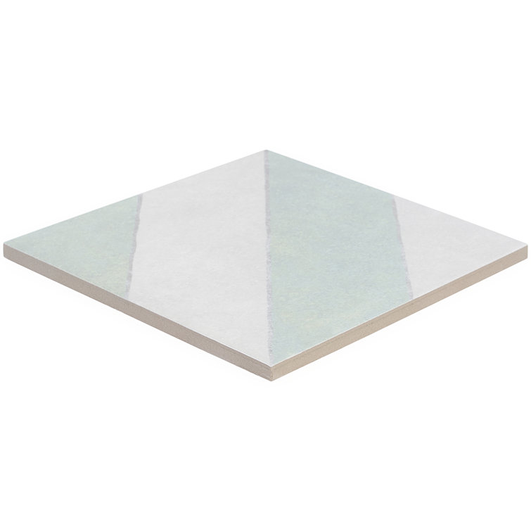 Sage and White Diagonal 9" x 9" Porcelain Tile