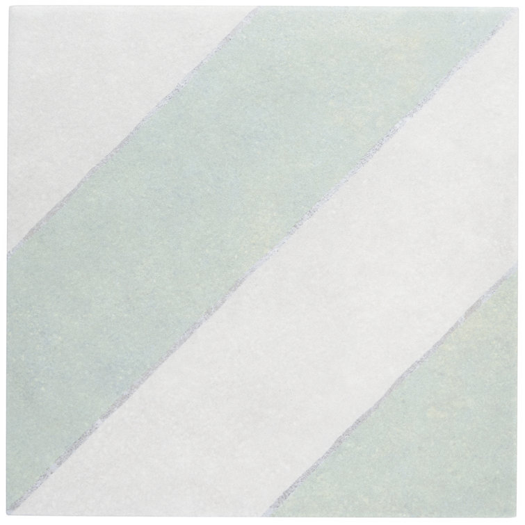 Sage and White Diagonal 9" x 9" Porcelain Tile