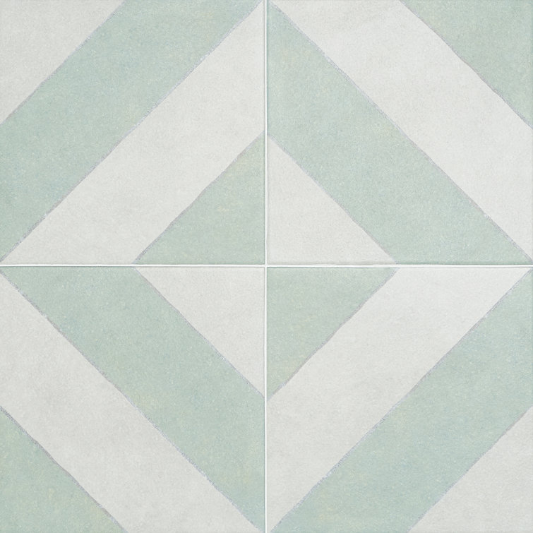 Sage and White Diagonal 9" x 9" Porcelain Tile