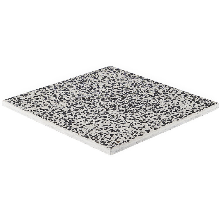 Durham Black and White Polished Terrazzo Floor and Wall Tile