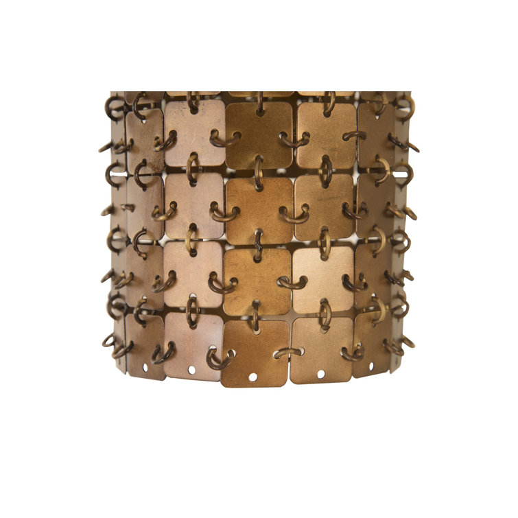Medieval Brass Chainmail 5"x33" Cylinder Pendant Light