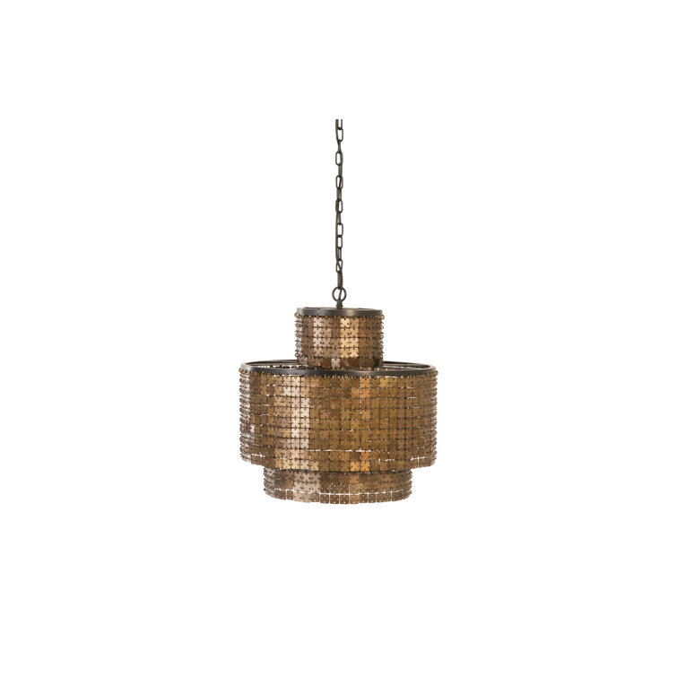 Medieval Chainmail Inspired Brass Geometric Chandelier 22"
