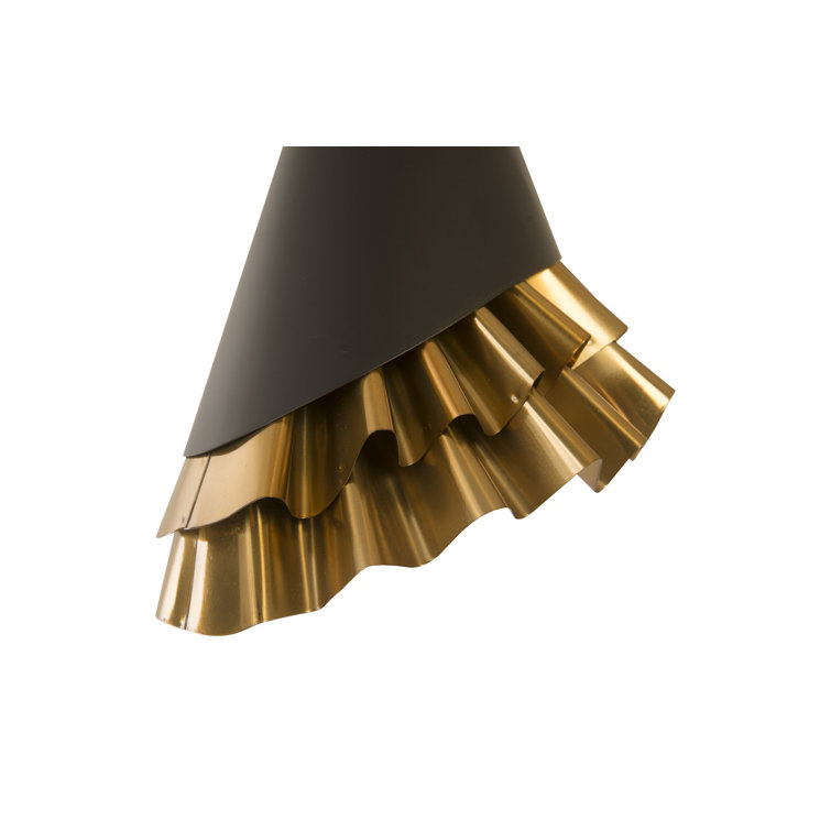 Mini Ruffle Black and Brass 8" Transitional Pendant Light