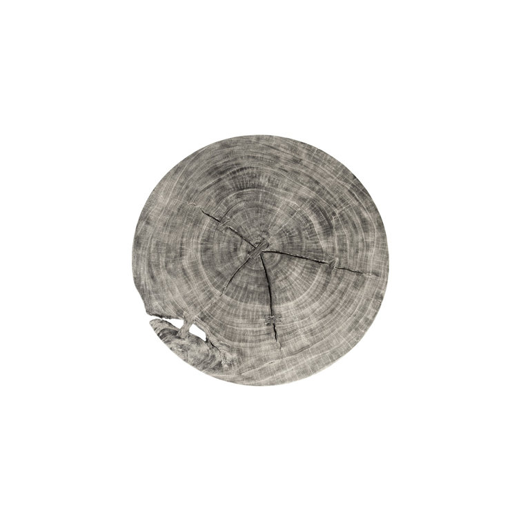 Transitional Chamcha Wood Bar Height Round Dining Table in Black/Gray