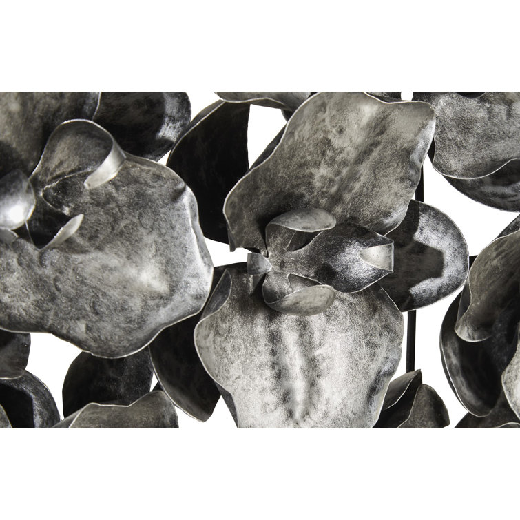 64" Black and Silver Metal Orchid Collage Wall Art