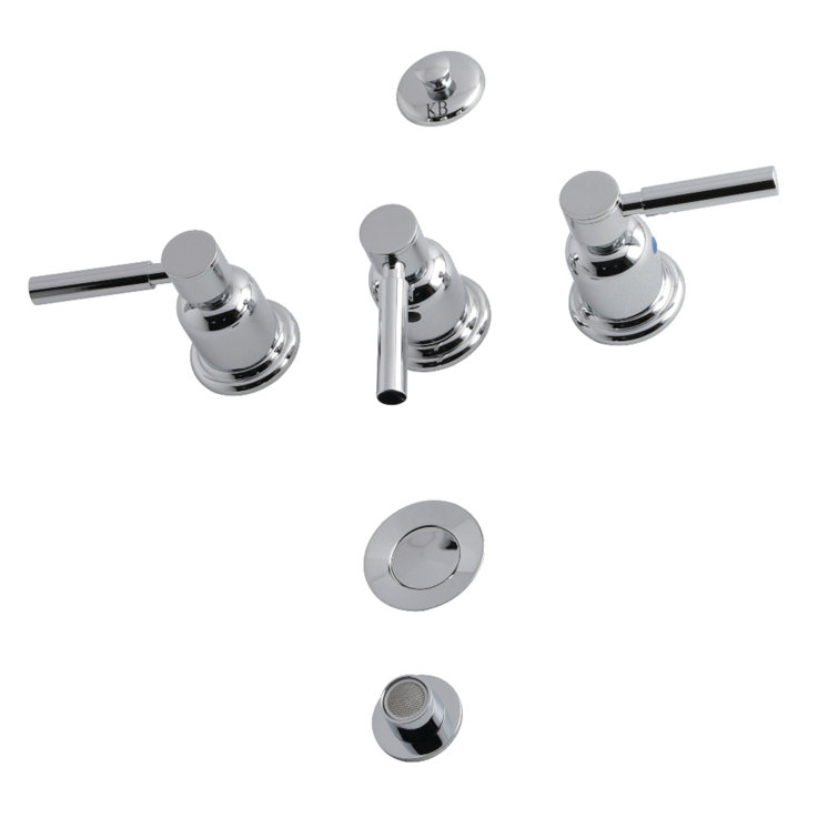 Polished Chrome Brass Three-Handle Bidet Faucet Set