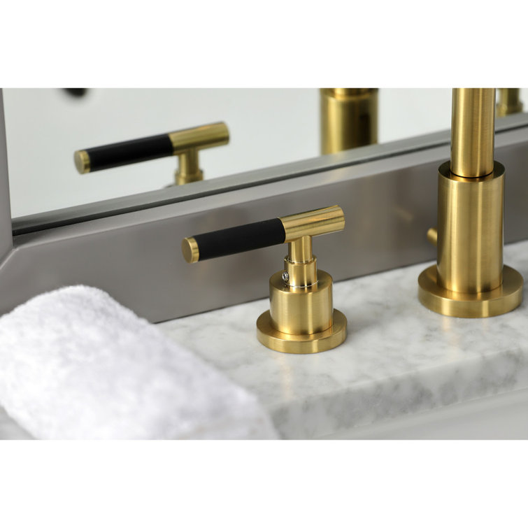 Kaiser Brushed Brass Widespread Bathroom Faucet with Drain Assembly