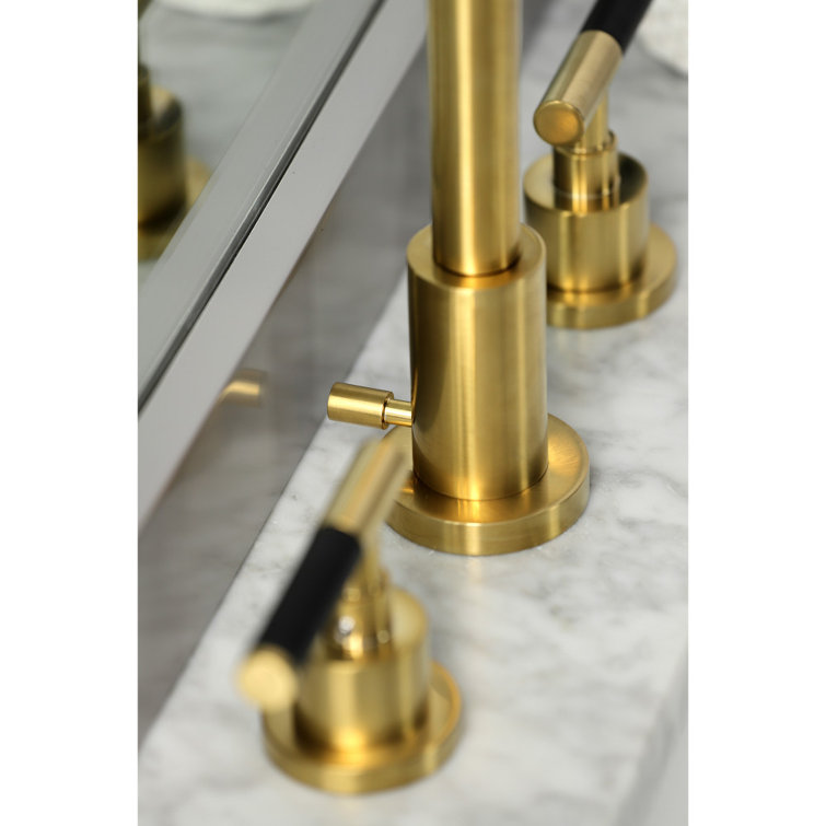 Kaiser Brushed Brass Widespread Bathroom Faucet with Drain Assembly