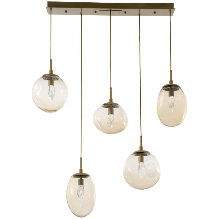 Nebula Matte Black and Brass 5-Light LED Glass Pendant