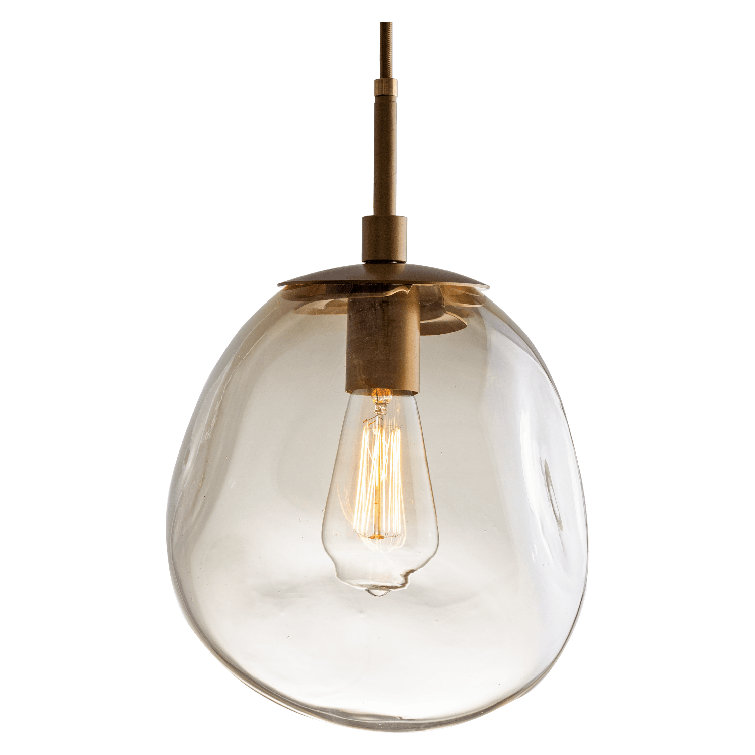 Aster Amber 17'' Bronze and Glass LED Drum Pendant