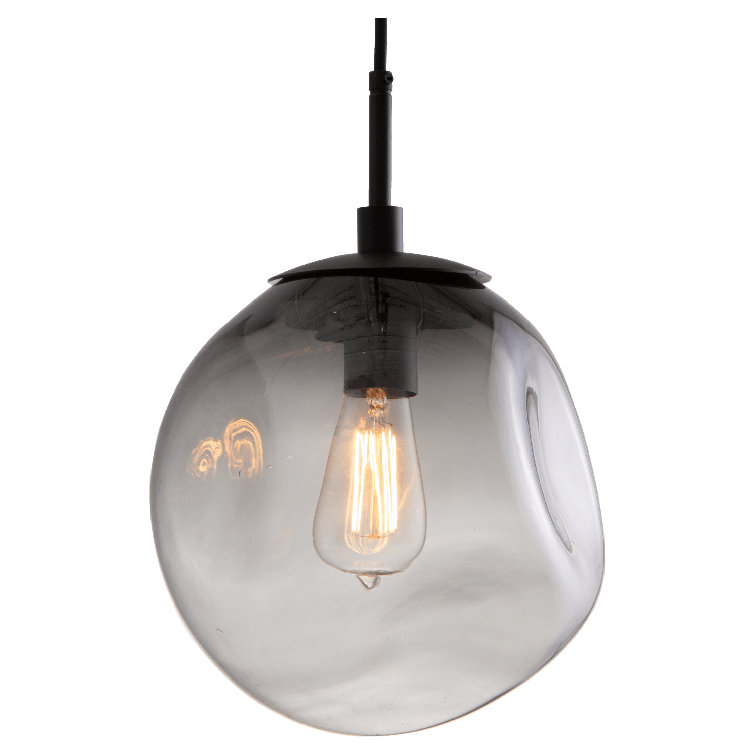 Matte Black and Smoke Glass Single Pendant Light