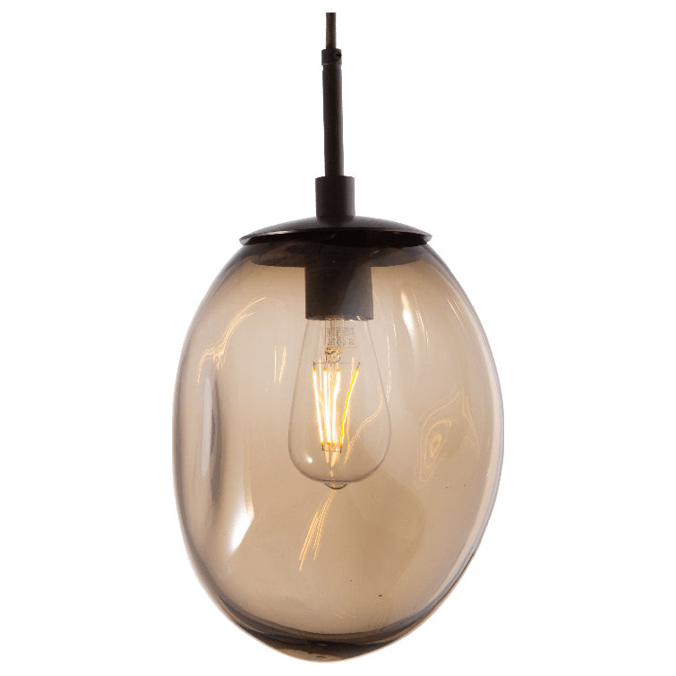 Meteo Mini Pendant in Matte Black with Artisan Blown Glass