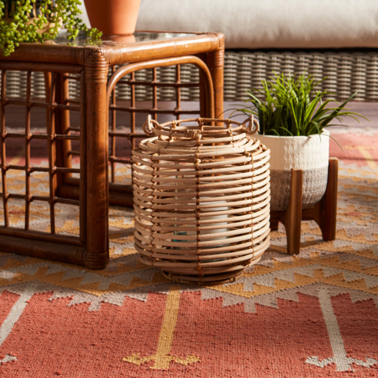 Handwoven Orange and Beige Medallion Synthetic Rug 3'6" x 5'6"