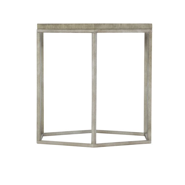 Morel Wood & Glazed Silver Metal Round End Table