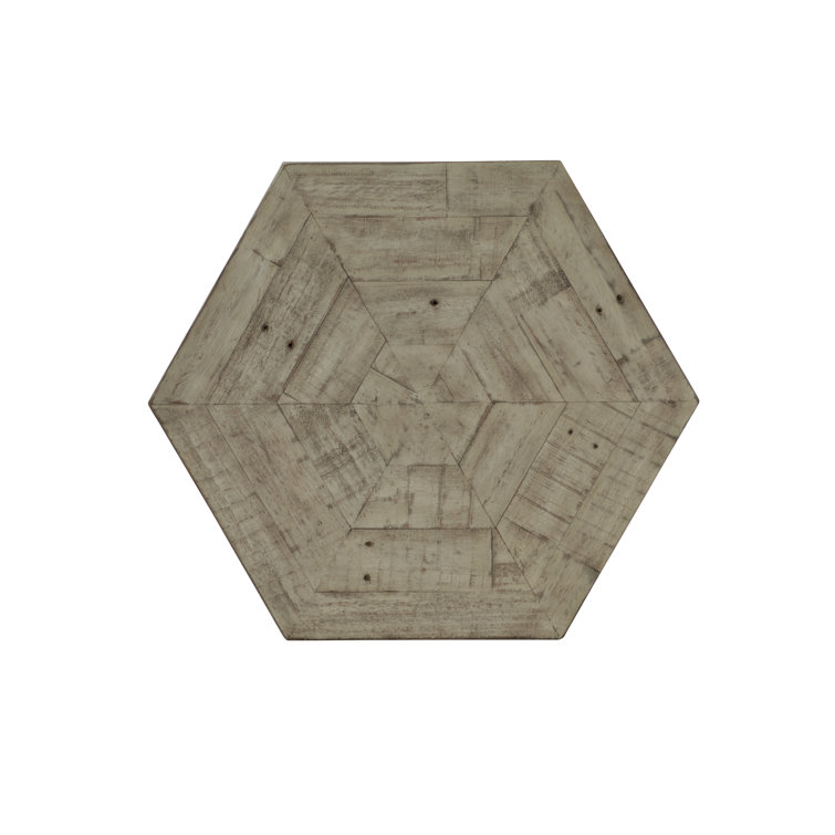 Morel Wood & Glazed Silver Metal Round End Table