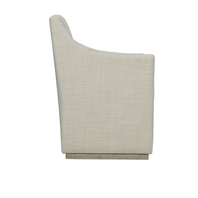 Morel Gray Upholstered Armchair with Wooden Base