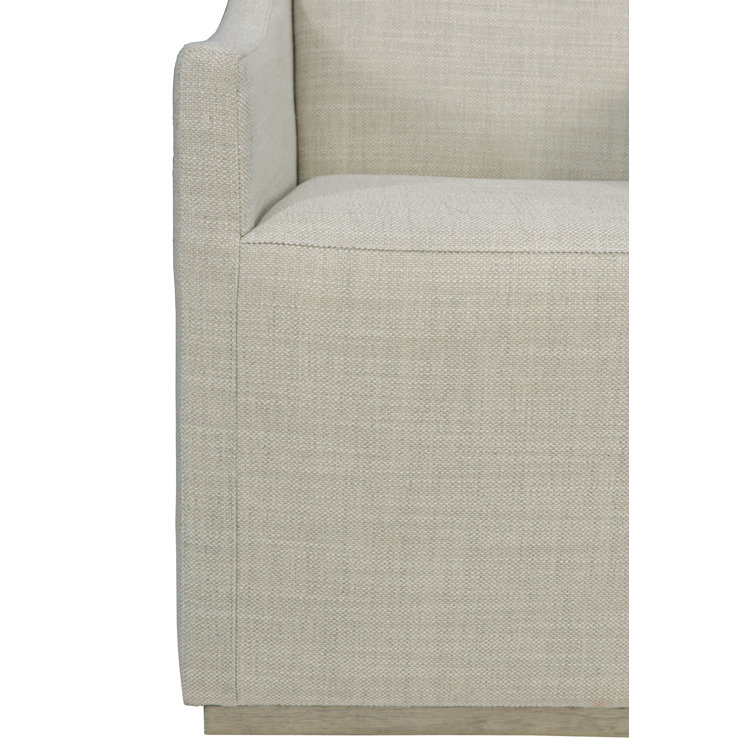 Morel Gray Upholstered Armchair with Wooden Base