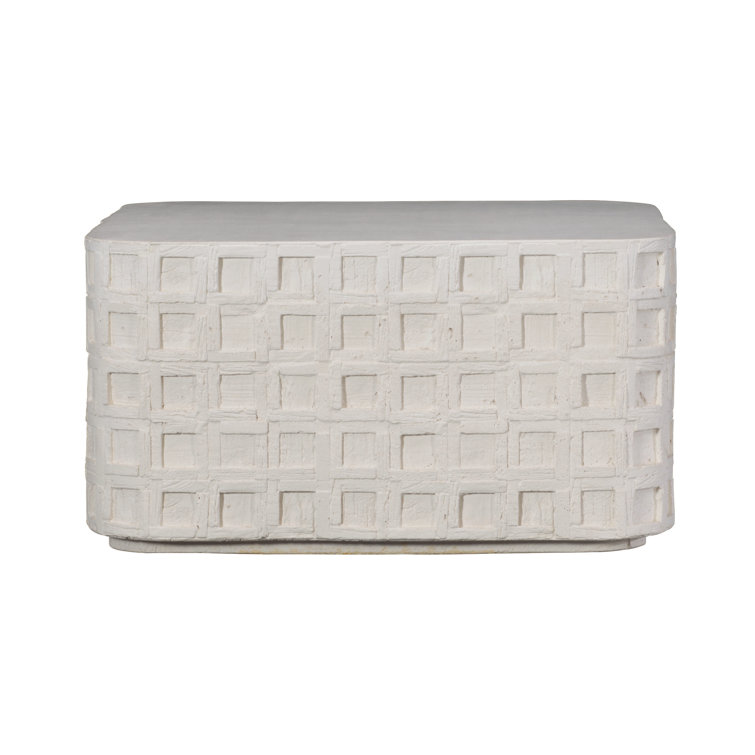 White Square Concrete Coffee Table with Storage